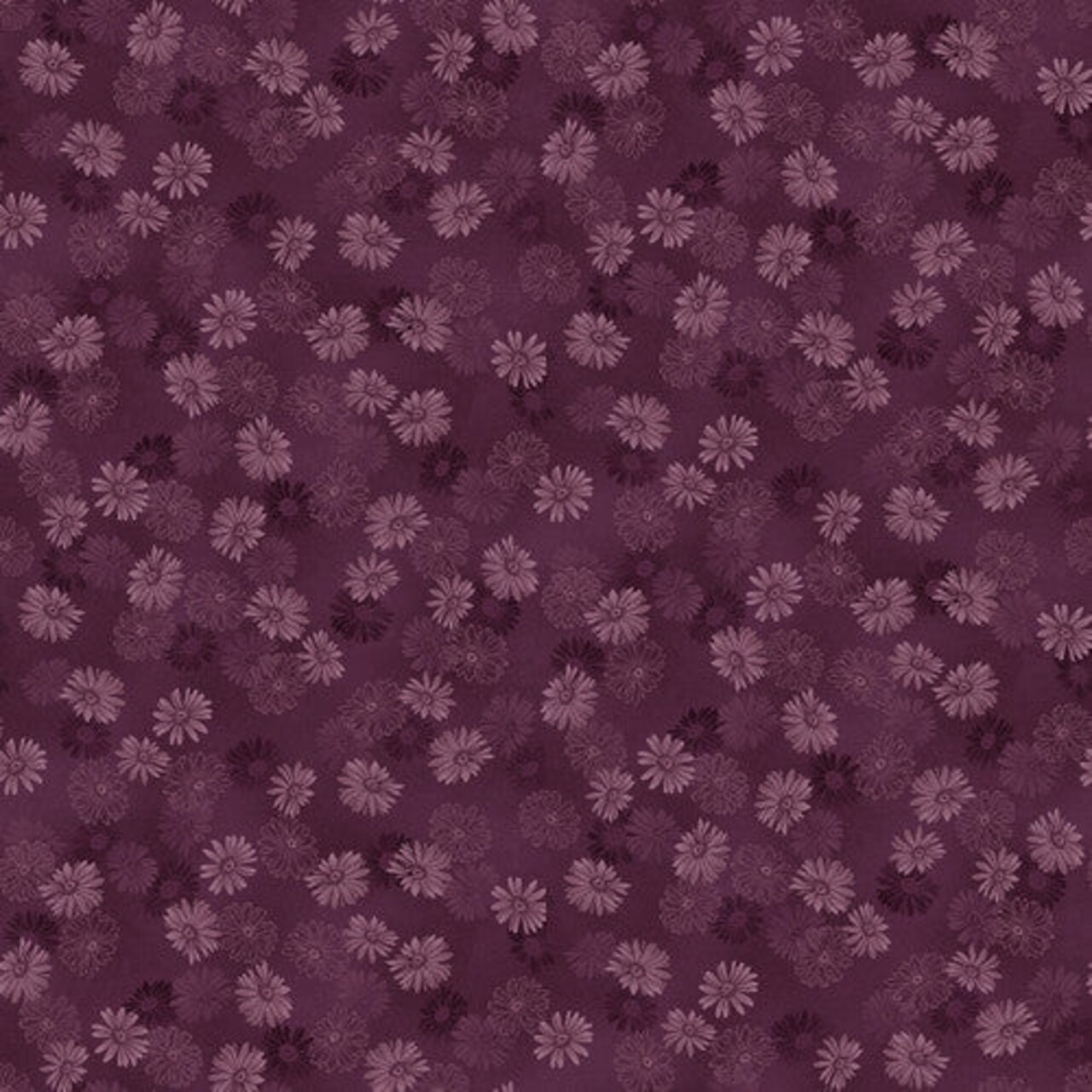 Fabric Henry Glass Aubergine Pressed Daisies Flossie's Flowers by the Quarter Yard 3373-85